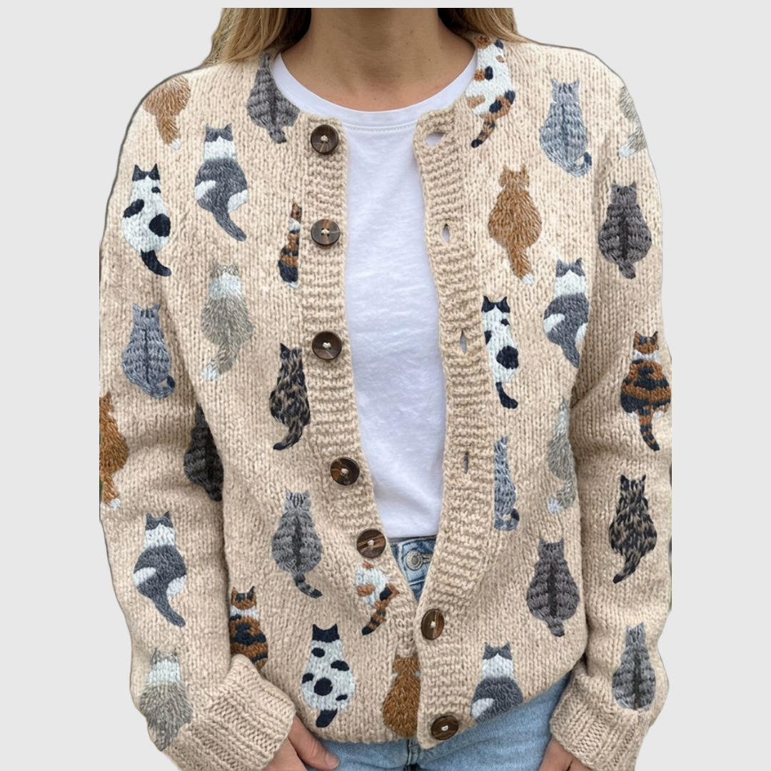 Charlotte™ | Cardigan cu imprimeu de pisici