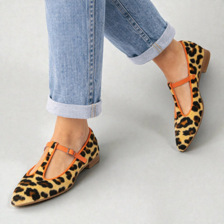 Lulu | BALERINI T-STRAP CU LEOPARD