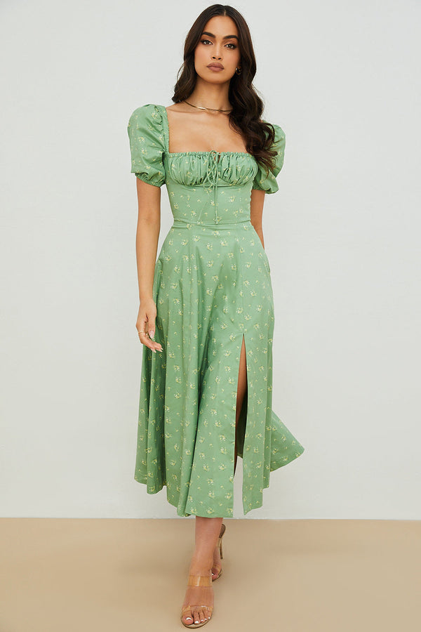Aviana - Rochie cu Mâneci Puff Bloom