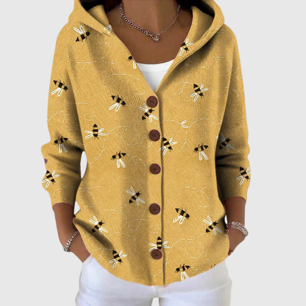 Cardigan tricotat cu glugă