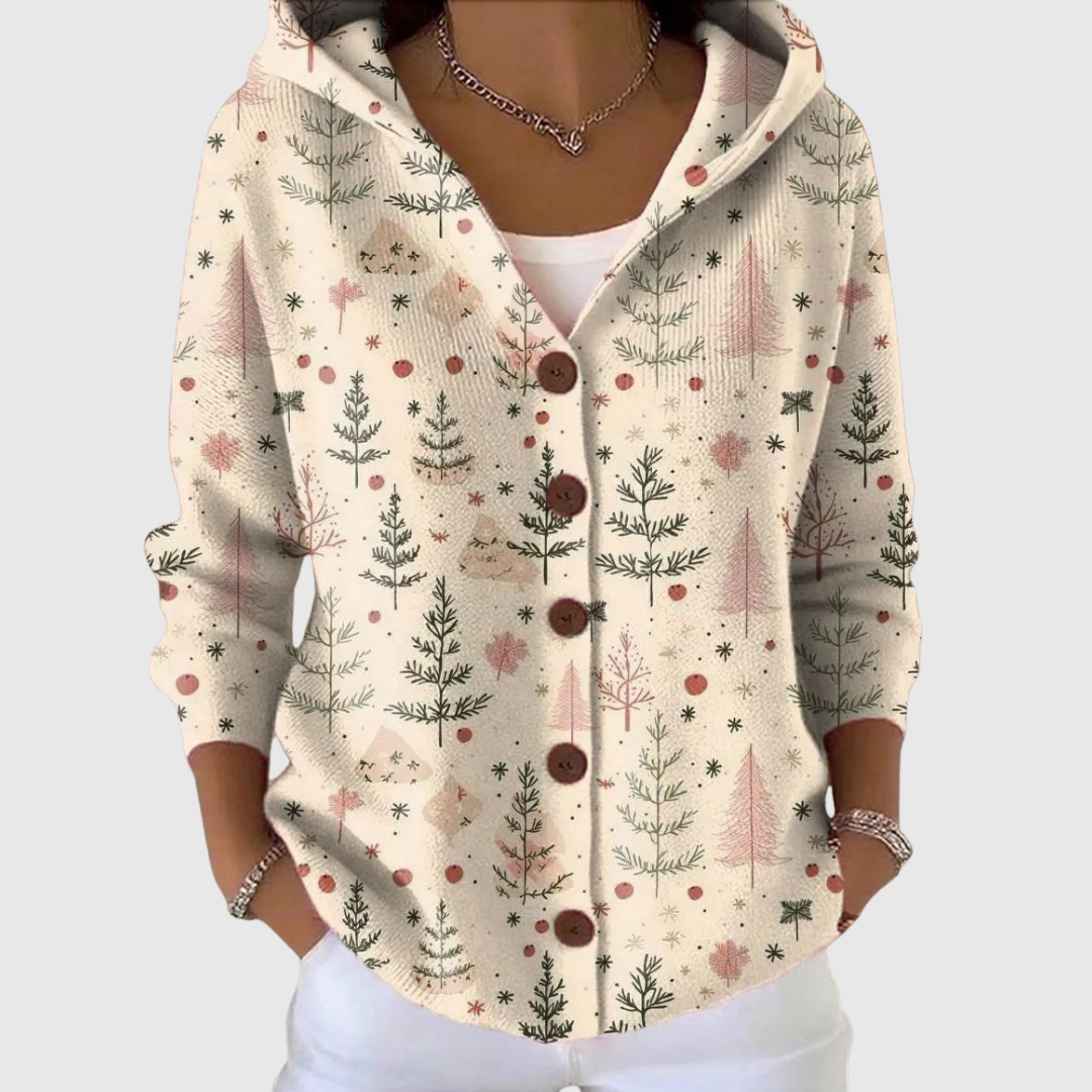 Cardigan cu glugă din tricot