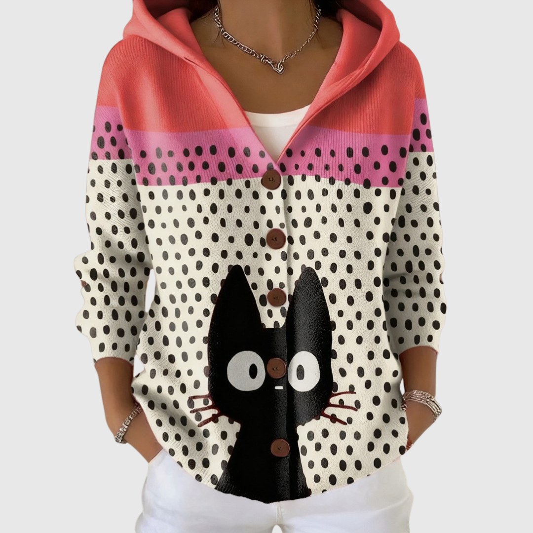 Cardigan cu glugă din tricot