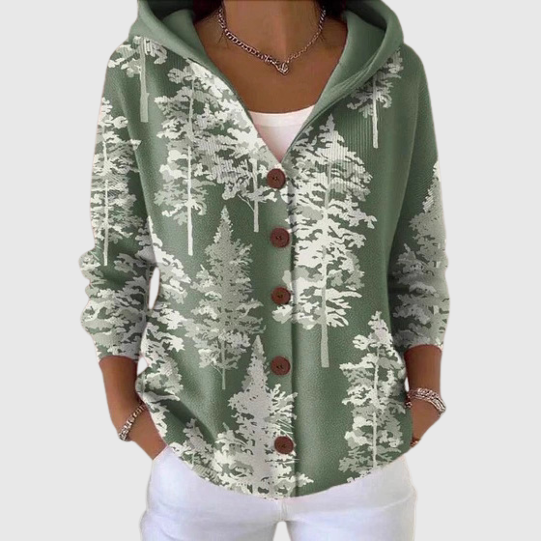 Cardigan striat cu glugă
