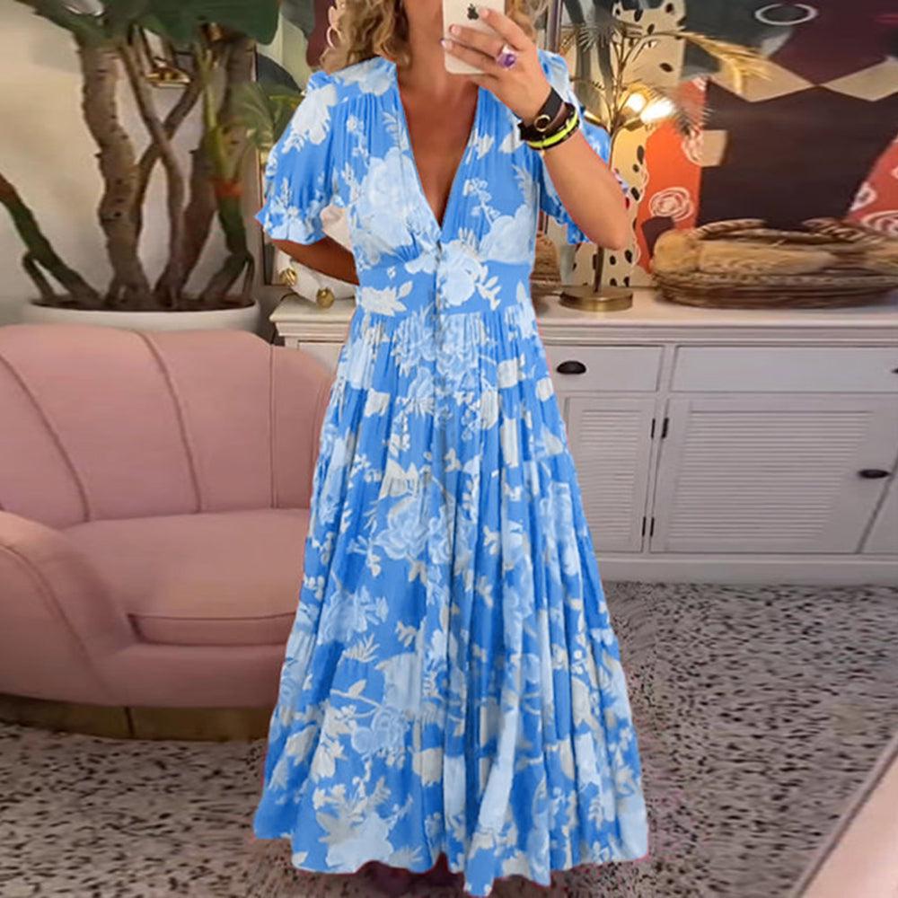Floriana - Rochie Vibrantă cu Flori