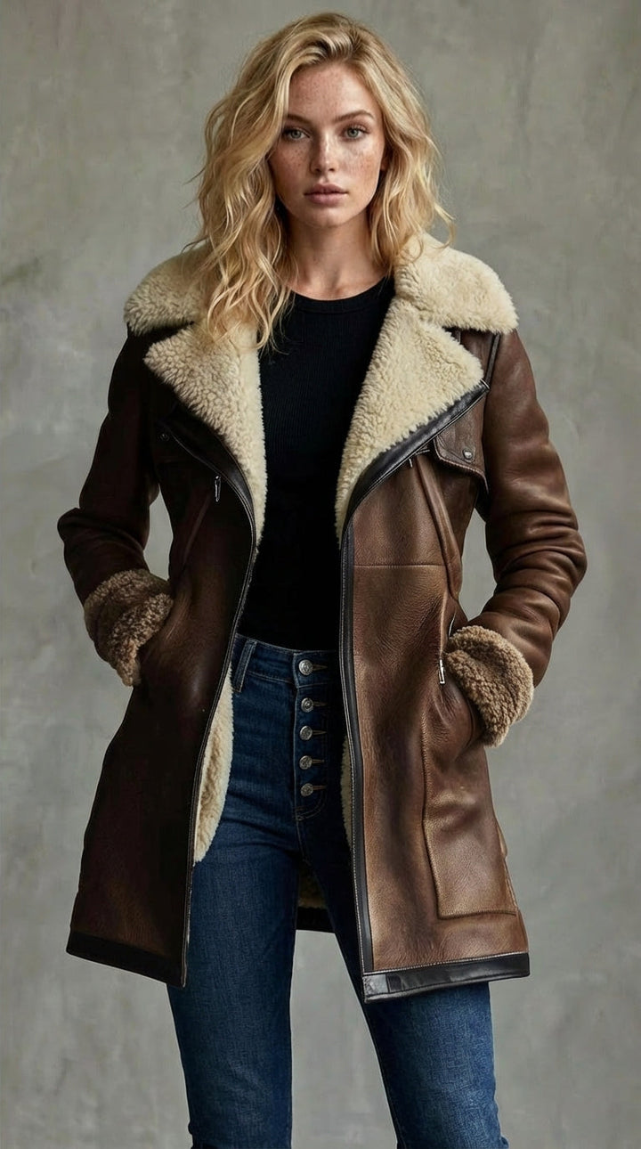 PALTON VINTAGE CU GULER DIN LAMBSKIN ÎN CONTRAST