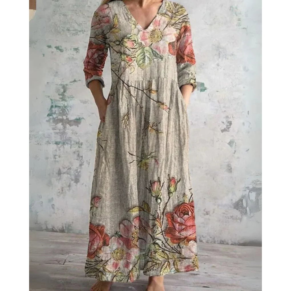 ELEANOR | ROCHIE MAXI VINTAGE CU MODEL FLORAL