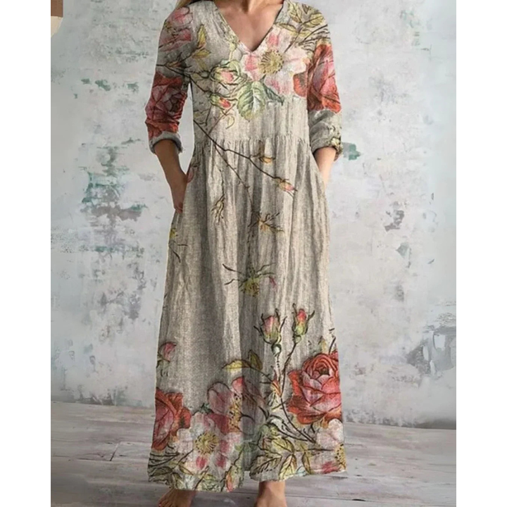ELEANOR | ROCHIE MAXI VINTAGE CU MODEL FLORAL