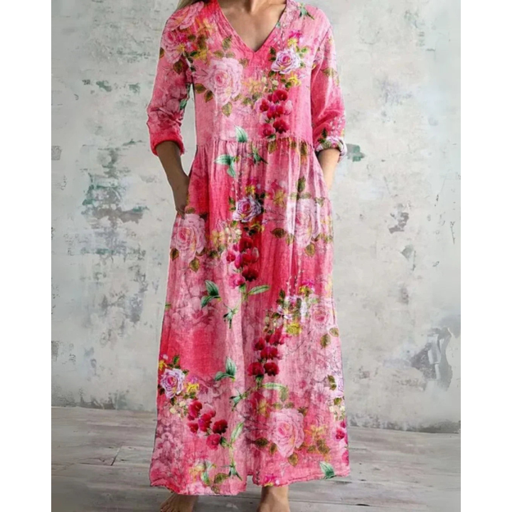 ELEANOR | ROCHIE MAXI VINTAGE CU MODEL FLORAL