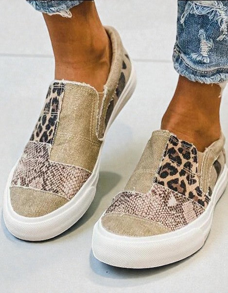 Quinny  | Pantofi Casual cu Model Leopar pe Pânză