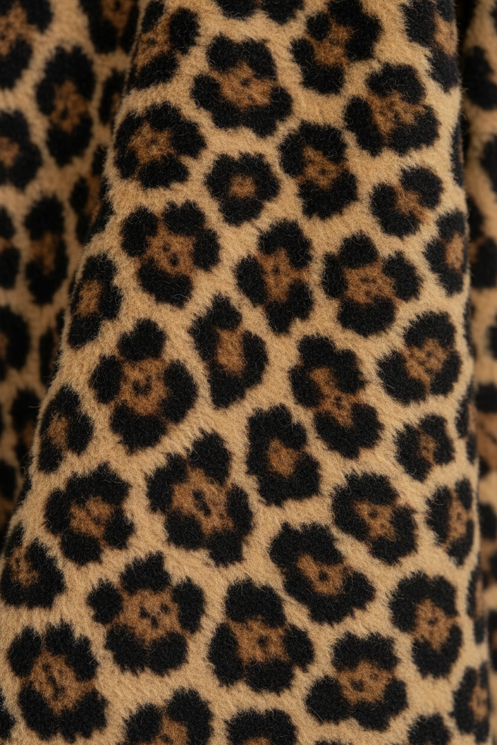Palton Midi cu Imprimeu Leopard