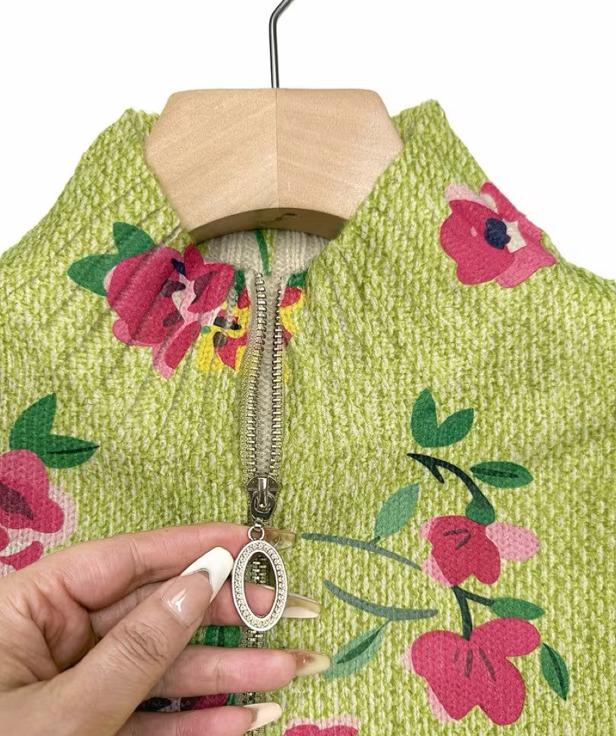 Dagmar™ | Cardigan cu flori pe verde lime