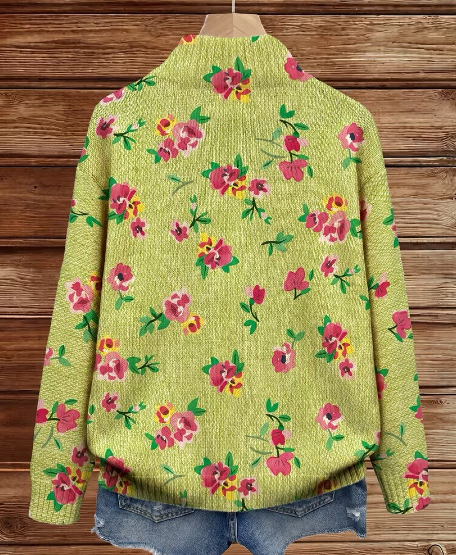 Dagmar™ | Cardigan cu flori pe verde lime