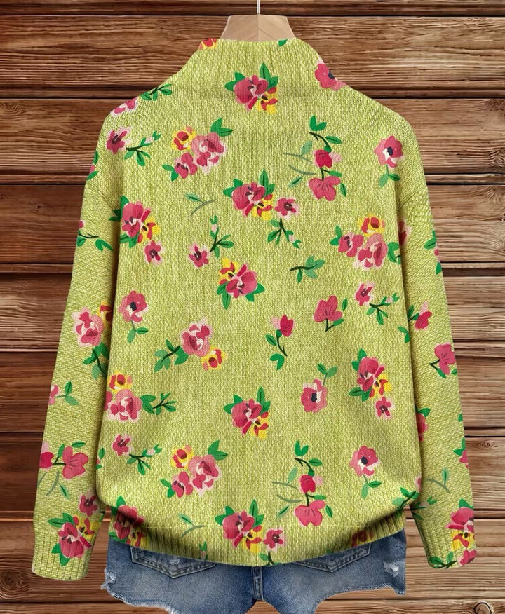 Dagmar™ | Cardigan cu flori pe verde lime
