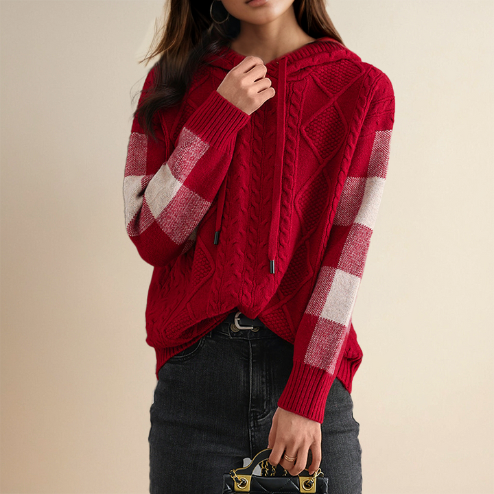 Emily | Pulover cu glugă din tricot cu torsade
