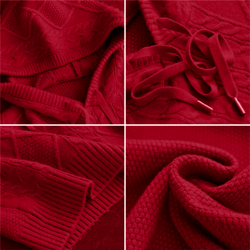 Emily | Pulover cu glugă din tricot cu torsade