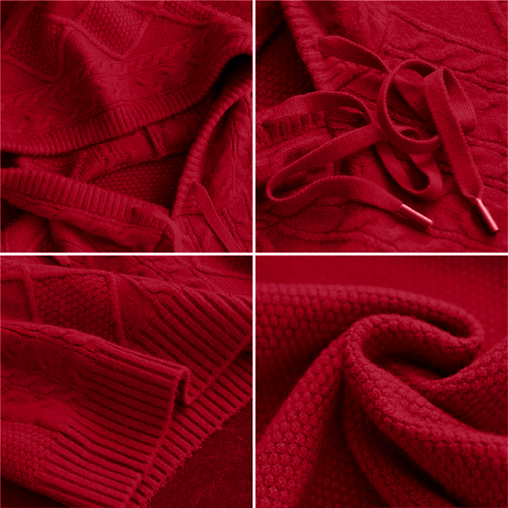 Emily | Pulover cu glugă din tricot cu torsade