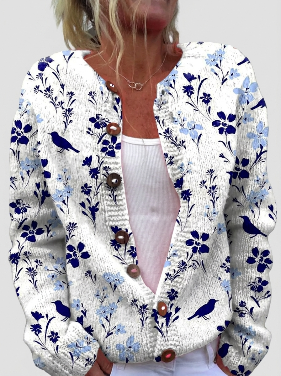 Brigitte™ | Cardigan cu păsări și flori