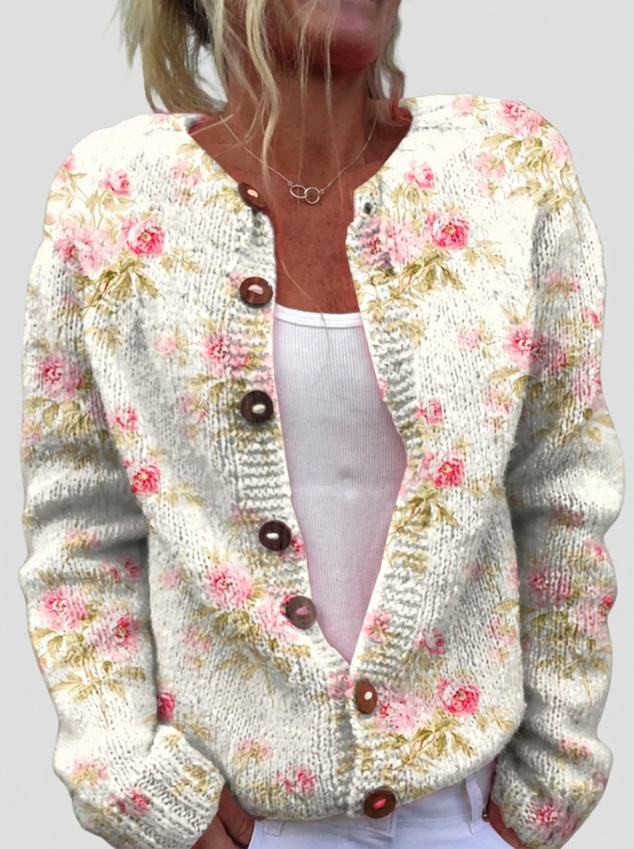 Gabriele™ | Cardigan cu model de trandafiri