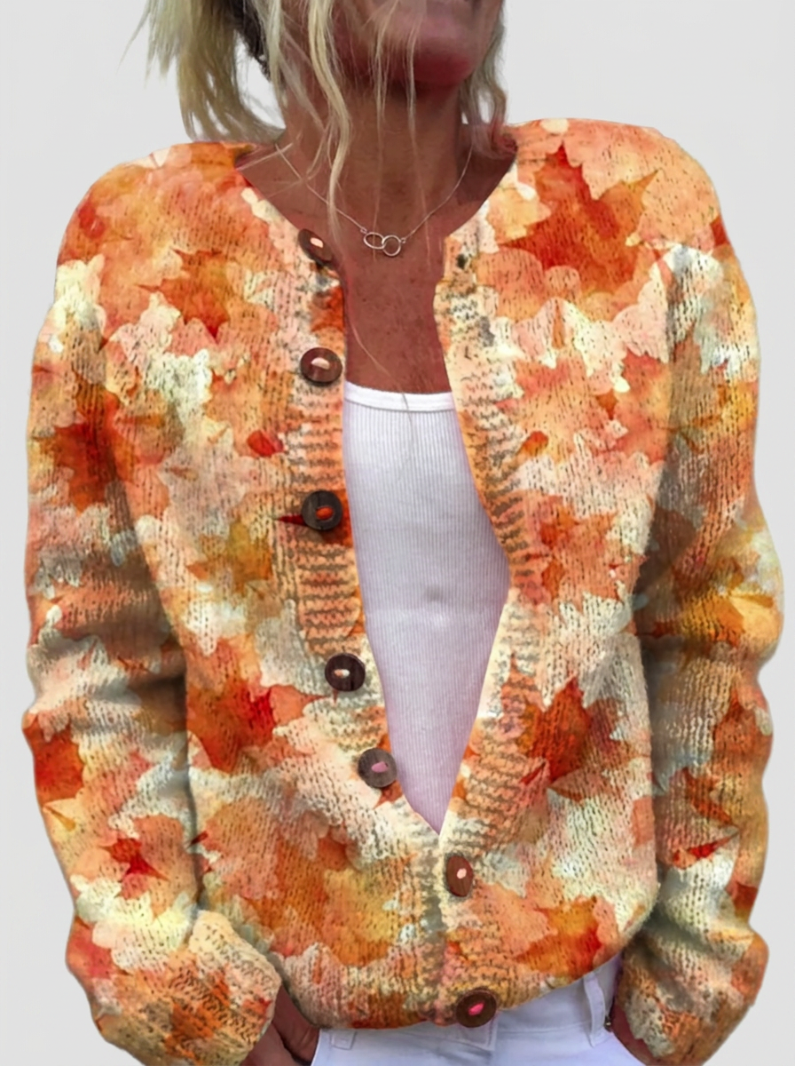 Helga™ | Cardigan cu frunze de toamnă