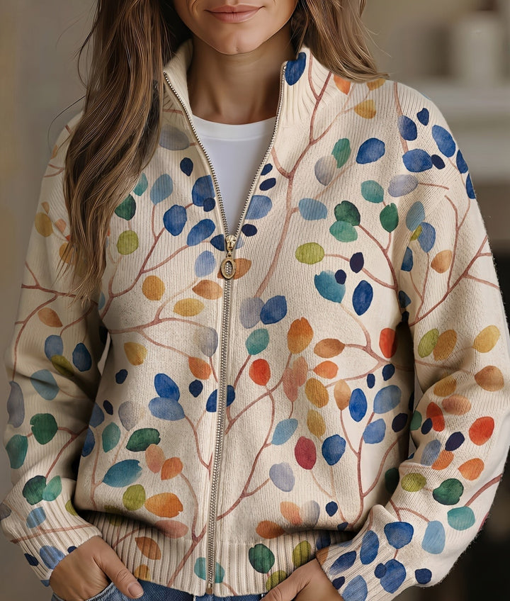 Claudia™ | Cardigan cu frunze în acuarelă