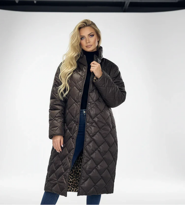 Palton Premium Căptușit cu Foderă cu Imprimeu Leopard