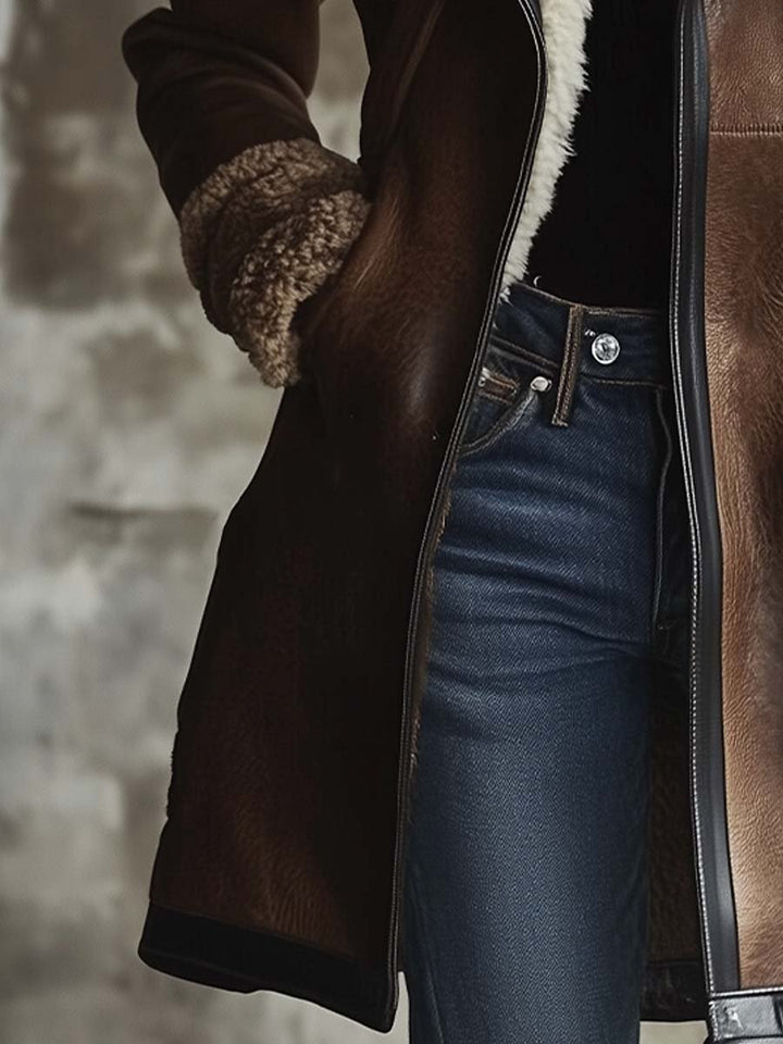 PALTON VINTAGE CU GULER DIN LAMBSKIN ÎN CONTRAST