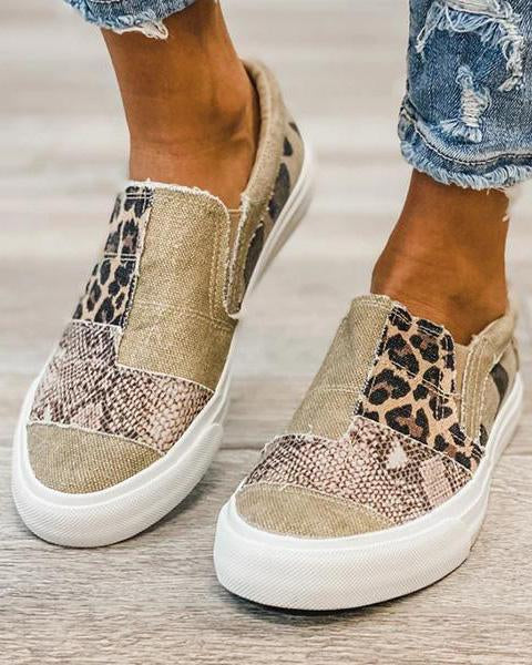 Quinny  | Pantofi Casual cu Model Leopar pe Pânză