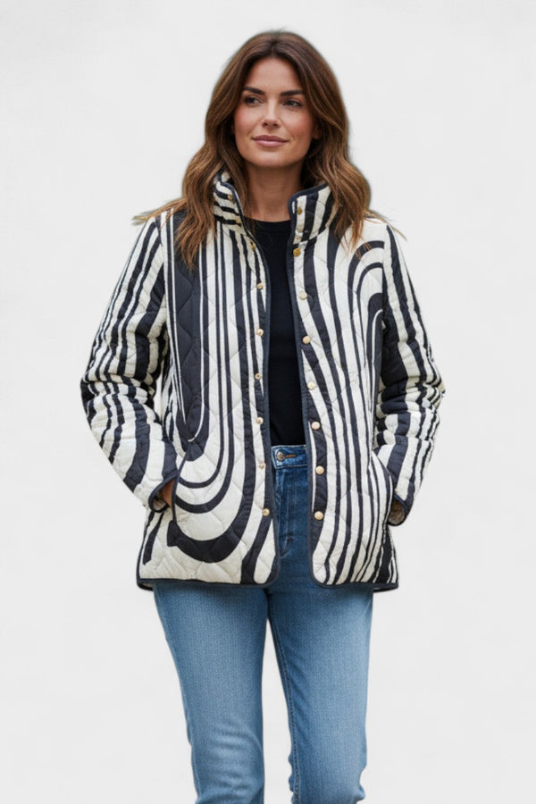 Hanne™ | Geacă matlasată cu model zebra