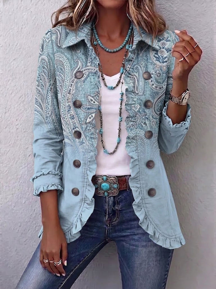 Cornelia™ | Blazer în Albastru Deschis cu Paisley