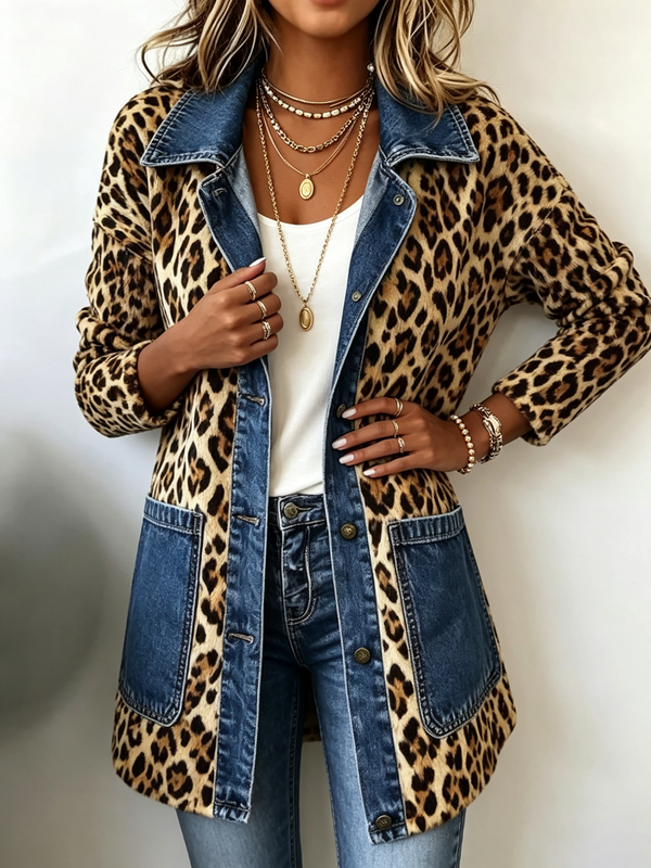 Regina™ | Jachetă lungă cu imprimeu de leopard