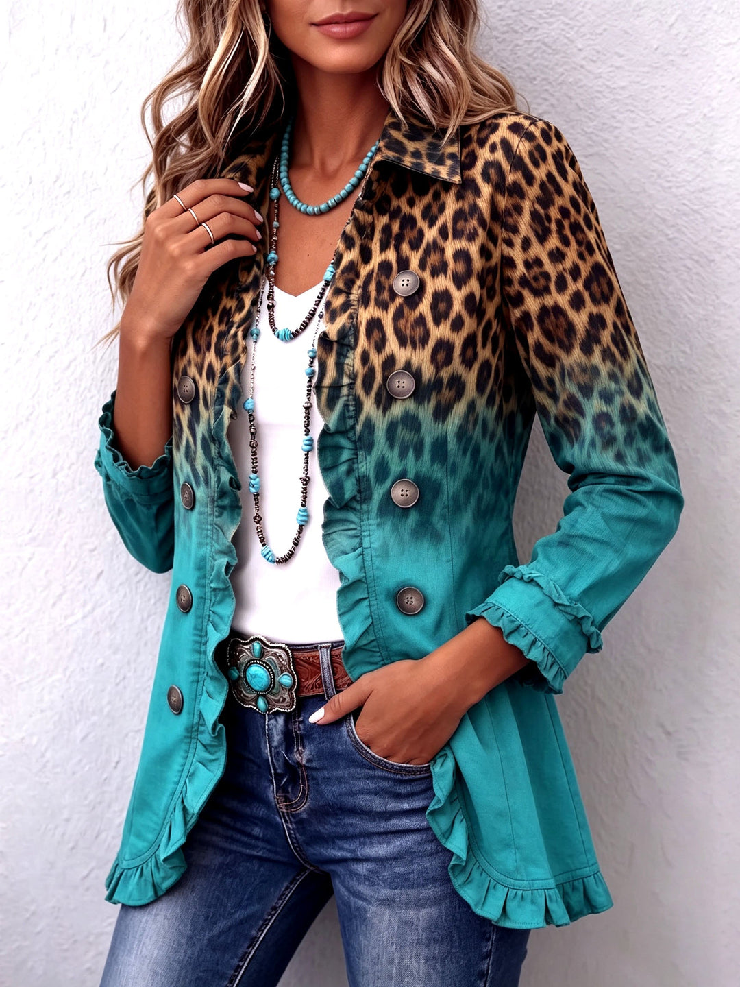Barbara™ | Blazer cu model leopard