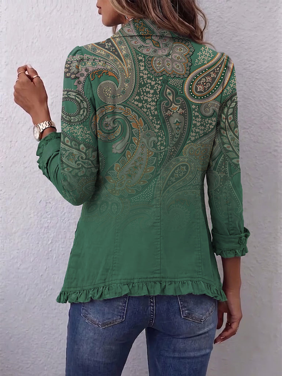 Marion™ | Blazer verde cu Paisley