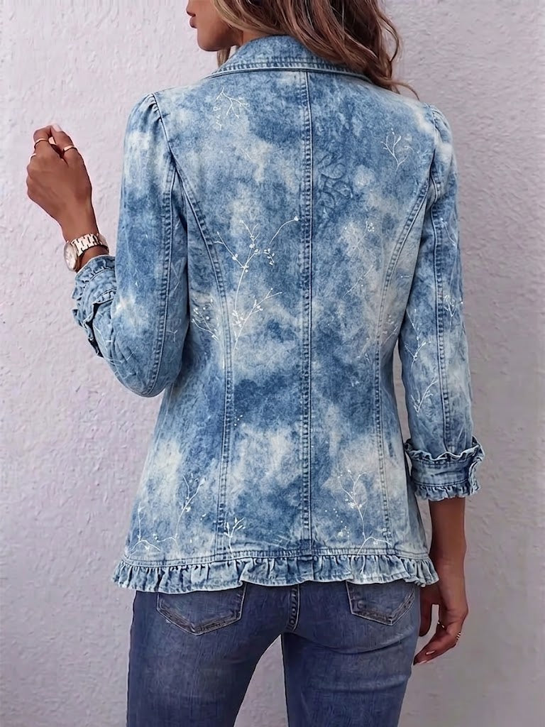 Kerstin™ | Blazer în Albastru Deschis cu Efect Batik