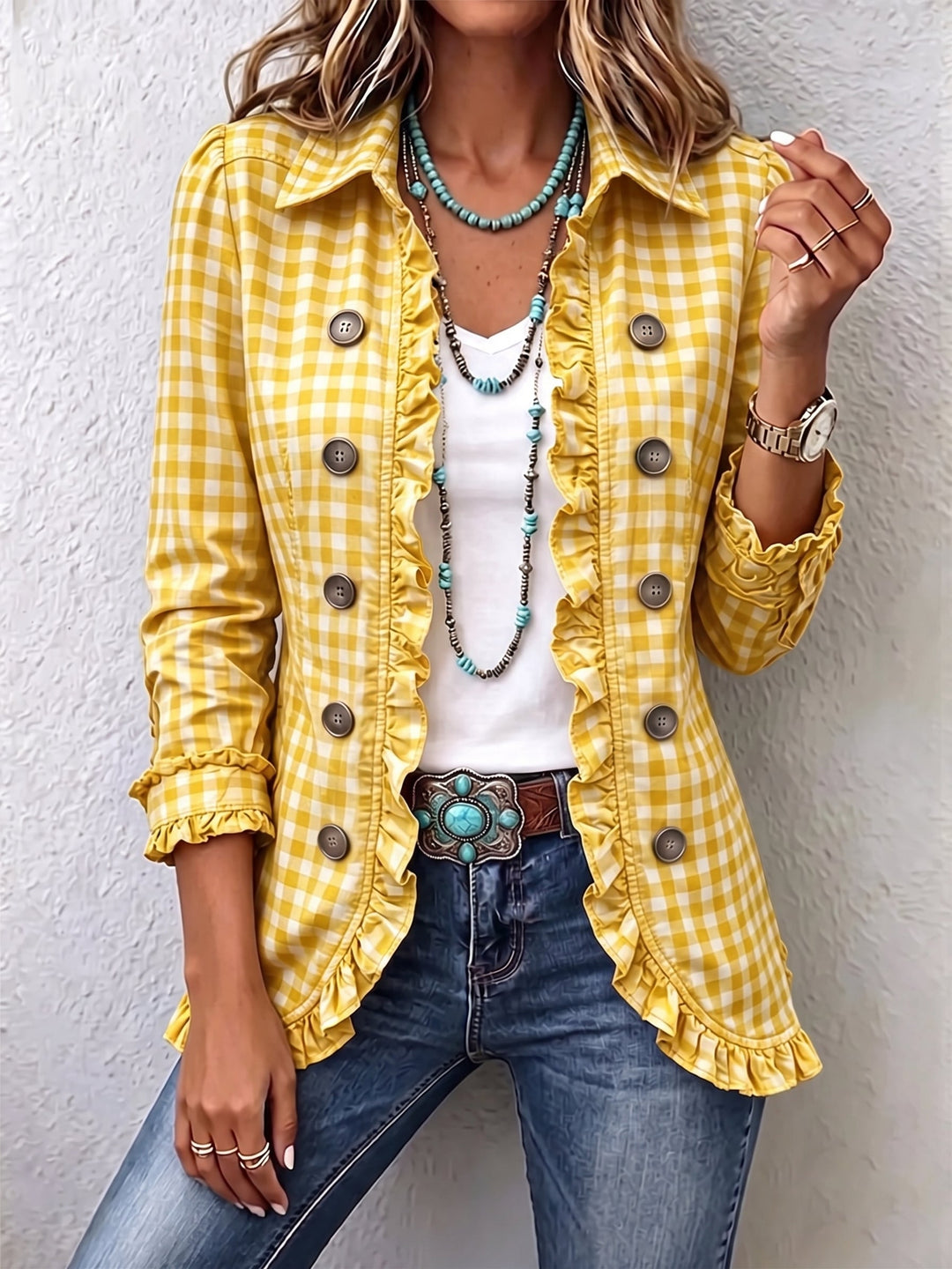 Elke™ | Blazer în carouri Vichy