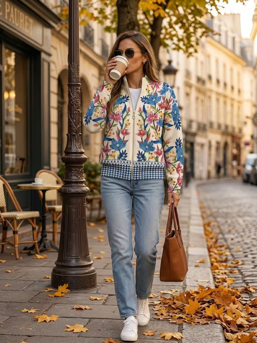 Heike™ | Cardigan cu flori folclorice