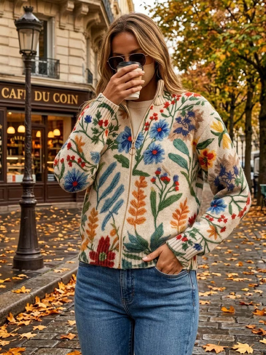 Heike™ | Cardigan cu flori folclorice