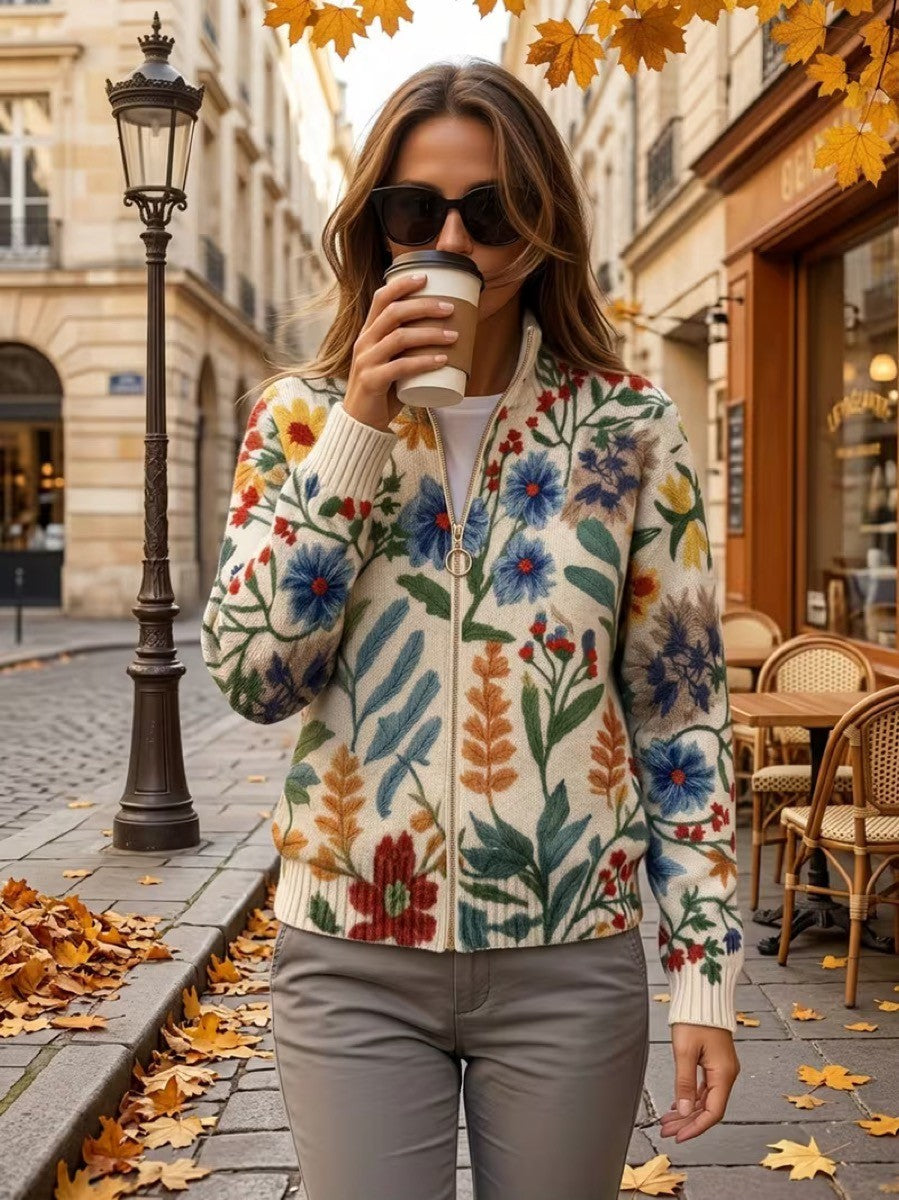 Heike™ | Cardigan cu flori folclorice