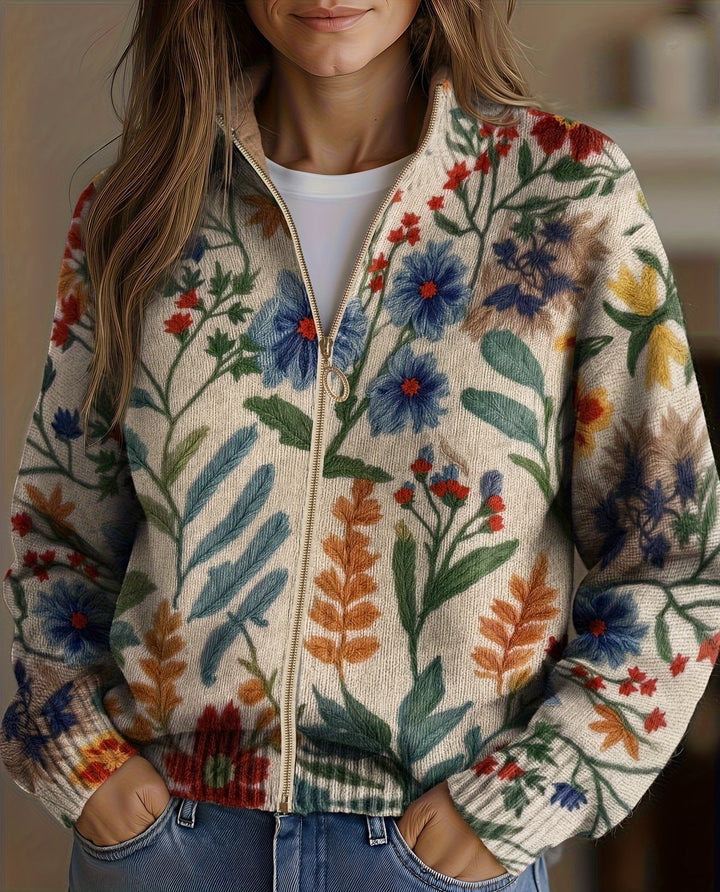Heike™ | Cardigan cu flori folclorice